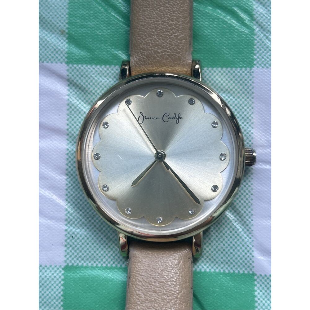 Jessica Carlyle Gold Tone Beige Band Women’s Quartz Watch
